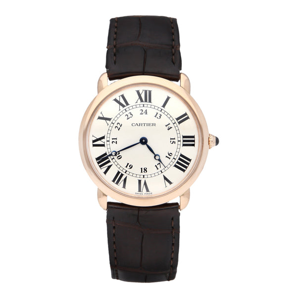Reloj Cartier para Caballero / Unisex modelo Ronde Louis Cartier Caja y Broche en oro rosa 18 kilates.