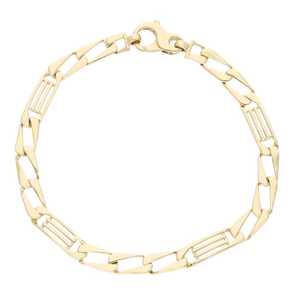Pulsera eslabón combinado en oro amarillo 14 kilates.
