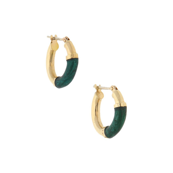 Arracadas tubulares con esmalte en oro amarillo 14 kilates.