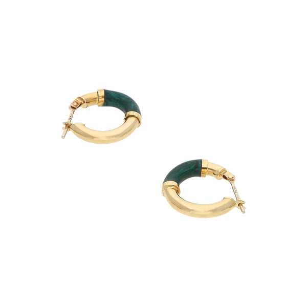 Arracadas tubulares con esmalte en oro amarillo 14 kilates.