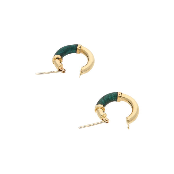 Arracadas tubulares con esmalte en oro amarillo 14 kilates.