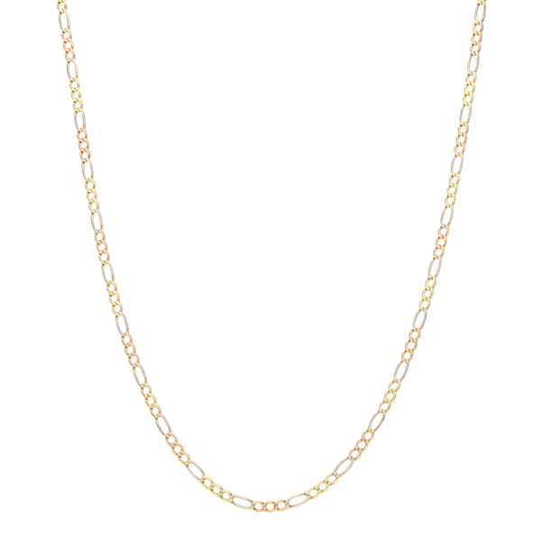 Collar de tres eslabones por uno en oro tres tonos 14 kilates.