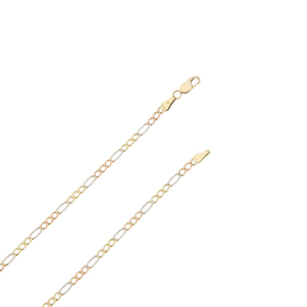 Collar de tres eslabones por uno en oro tres tonos 14 kilates.