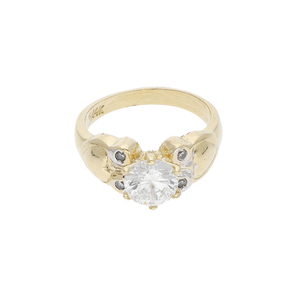 Anillo de compromiso con sintéticos en oro amarillo 12 kilates.