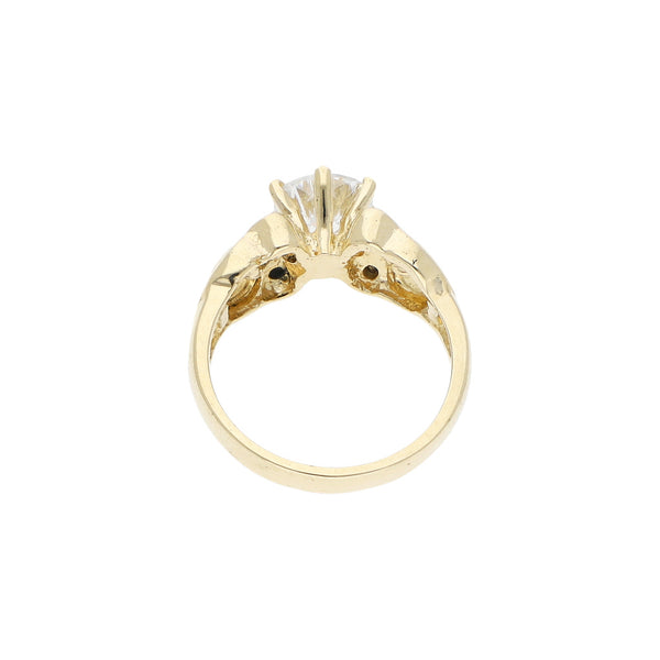 Anillo de compromiso con sintéticos en oro amarillo 12 kilates.