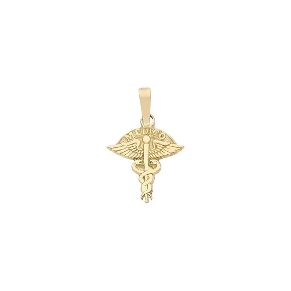 Dije diseño especial motivo símbolo de medicina en oro 12 kilates.