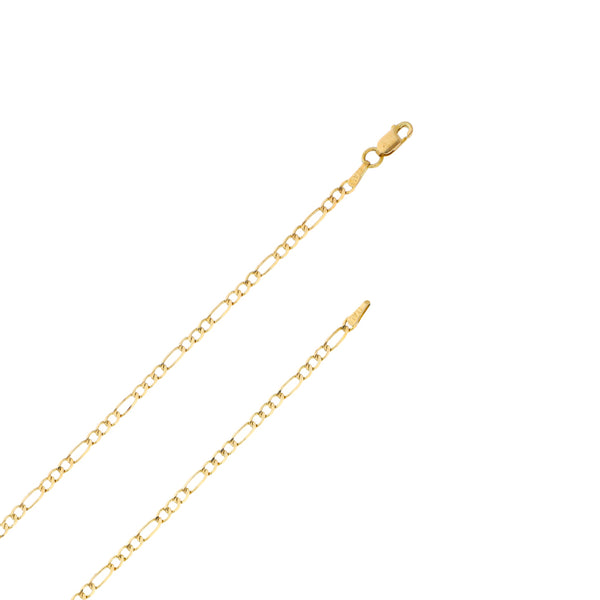 Collar de tres eslabones por uno y medalla motivo Cristo en oro amarillo 14 kilates.