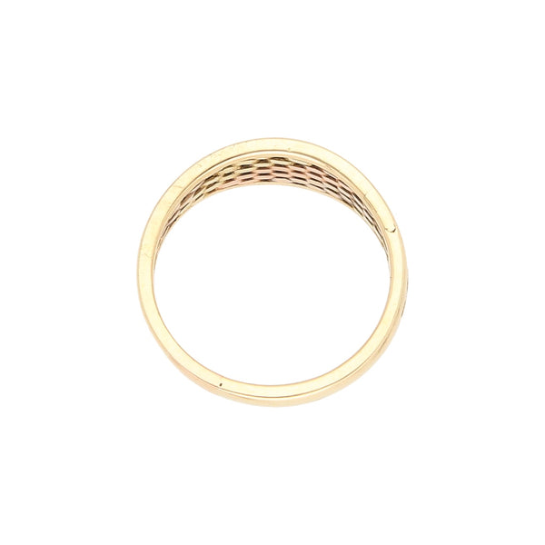 Anillo diseño especial en oro tres tonos 14 kilates.