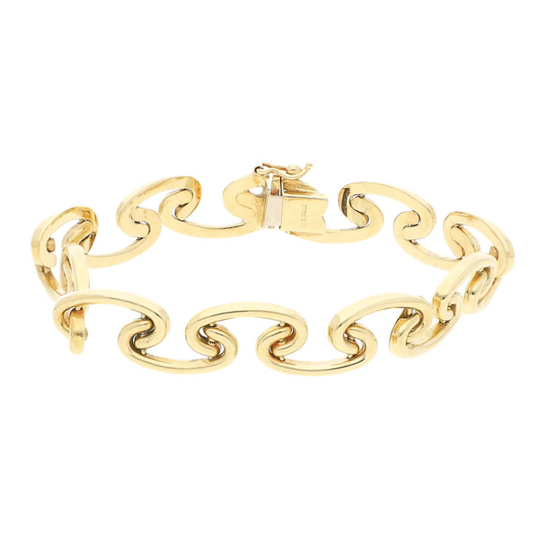 Pulsera eslabón hueco en oro amarillo 14 kilates.