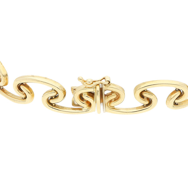 Pulsera eslabón hueco en oro amarillo 14 kilates.