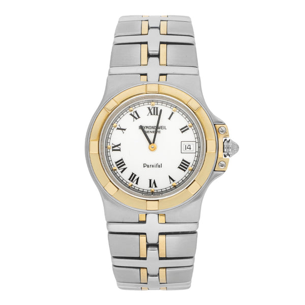 Reloj Raymond Weil para caballero modelo Parsifal vistas oro amarillo 18 kilates.