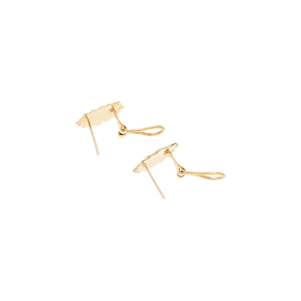 Aretes laminados motivo sol en oro amarillo 14 kilates.