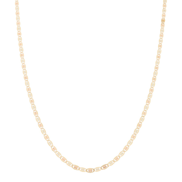 Collar eslabón nudo marino en oro tres tonos 14 kilates.