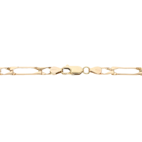 Pulsera de tres eslabones por uno en oro rosa 14 kilates.