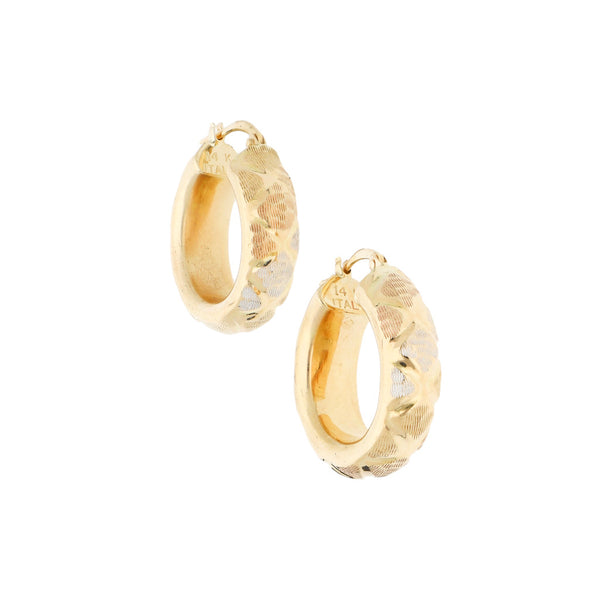Arracadas huecas en oro amarillo 14 kilates.