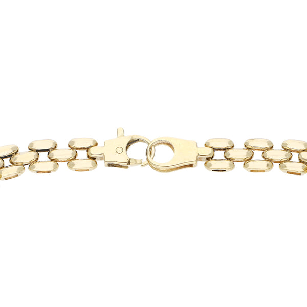 Pulsera eslabón articulado con sintéticos en oro amarillo 14 kilates.
