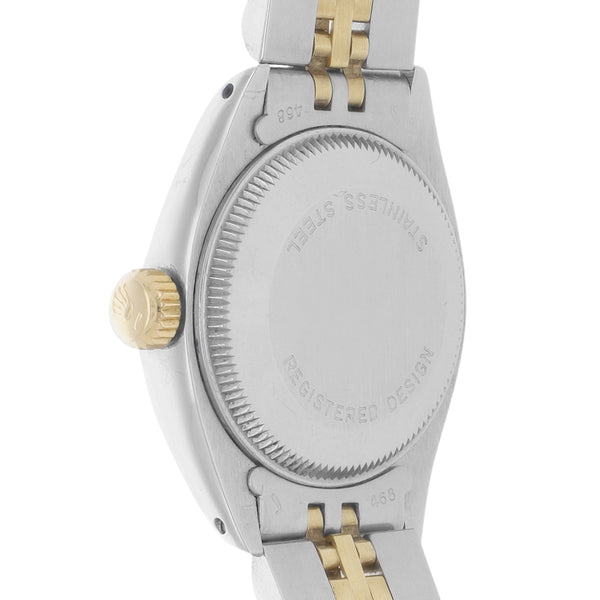 Reloj Rolex para dama modelo Oyster Perpetual Date vistas en oro amarillo 14 kilates.
