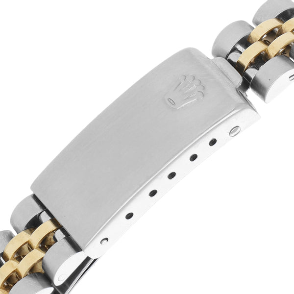 Reloj Rolex para dama modelo Oyster Perpetual Date vistas en oro amarillo 14 kilates.