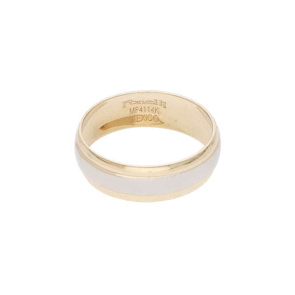 Argolla diseño especial platinada en oro amarillo 14 kilates.