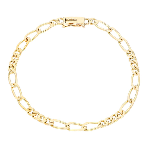 Pulsera de cuatro eslabones por tres en oro amarillo 14 kilates.