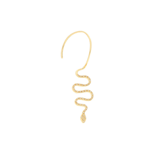 Arete diseño especial con diamantes motivo serpiente firma Tous en oro amarillo 14 kilates.