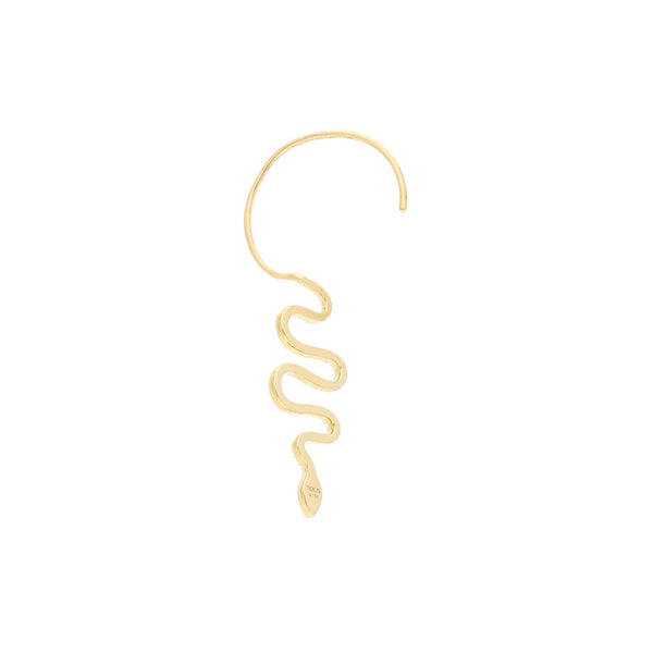 Arete diseño especial con diamantes motivo serpiente firma Tous en oro amarillo 14 kilates.