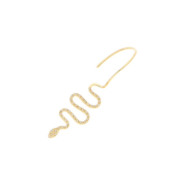 Arete diseño especial con diamantes motivo serpiente firma Tous en oro amarillo 14 kilates.