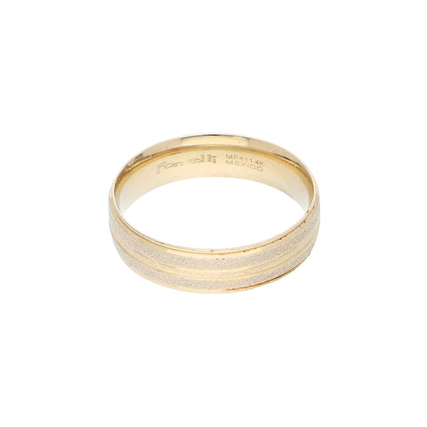 Argolla diseño especial platinado en oro amarillo 14 kilates.