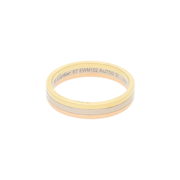 Argolla diseño especial firma Cartier en oro tres tonos 18 kilates.