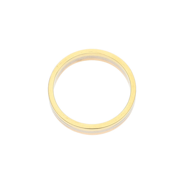 Argolla diseño especial firma Cartier en oro tres tonos 18 kilates.