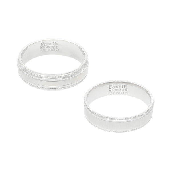 Dos argollas diseño especial en oro blanco 14 kilates.