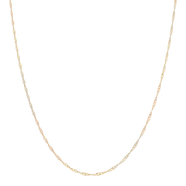 Collar eslabón torzal en oro tres tonos 14 kilates.