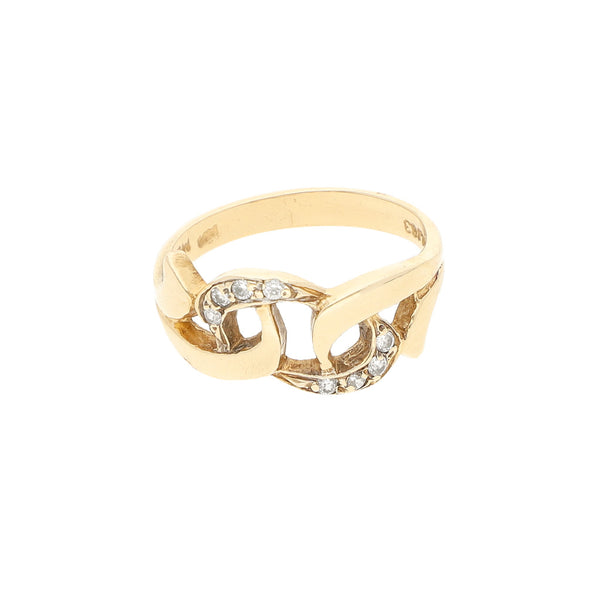 Anillo diseño especial con sintéticos en oro amarillo 14 kilates.