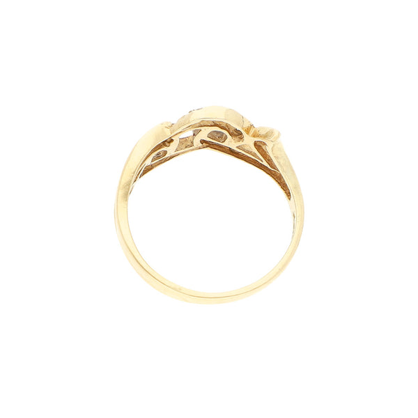 Anillo diseño especial con sintéticos en oro amarillo 14 kilates.