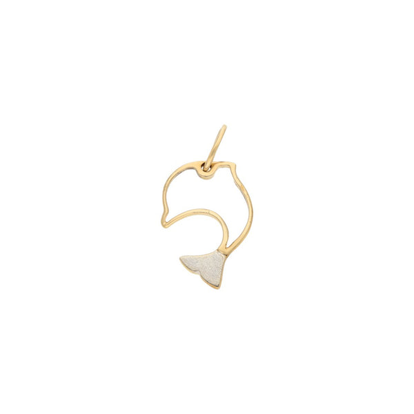 Dije diseño especial motivo delfín en oro amarillo 14 kilates.