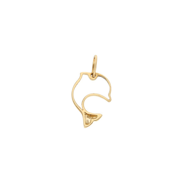 Dije diseño especial motivo delfín en oro amarillo 14 kilates.