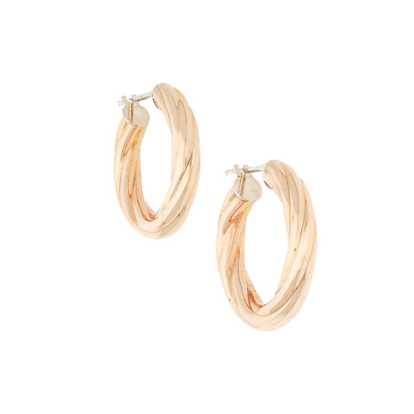 Arracadas torzal en oro rosado 14 kilates.