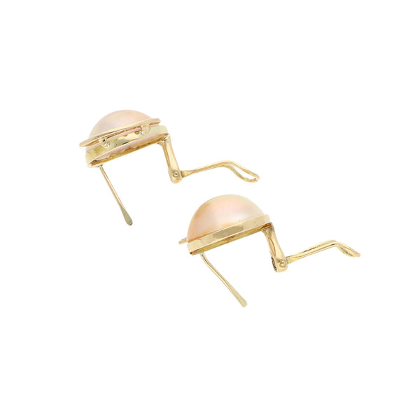 Aretes diseño especial con diamantes y perlas en oro amarillo 14 kilates.