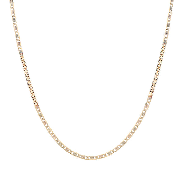 Collar eslabón combinado en oro tres tonos 14 kilates.