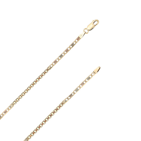 Collar eslabón combinado en oro tres tonos 14 kilates.