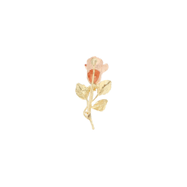 Prendedor diseño especial motivo rosa en oro dos tonos 14 kilates.