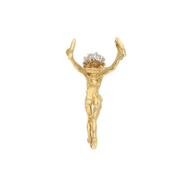 Cristo diseño especial con circonias en oro amarillo 14 kilates.