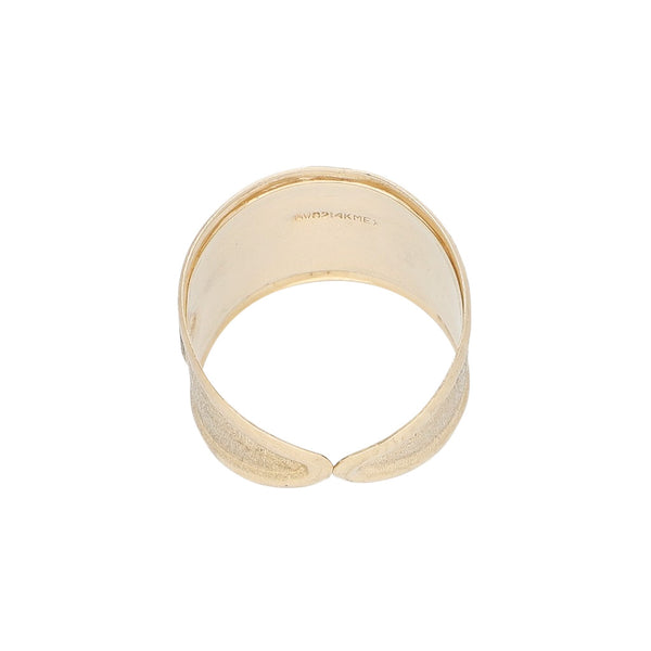 Anillo laminado motivo sol, luna y estrella en oro amarillo 14 kilates.