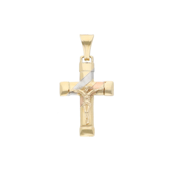 Crucifijo diseño especial en oro amarillo 14 kilates.