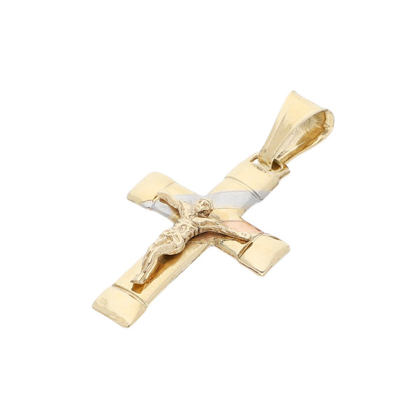 Crucifijo diseño especial en oro amarillo 14 kilates.
