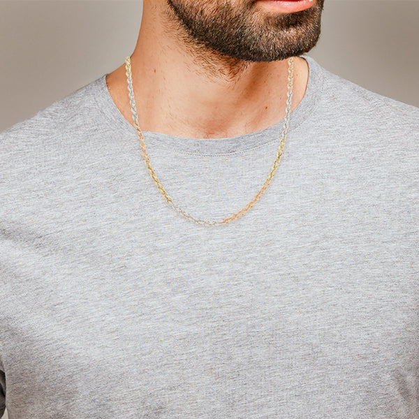 Collar eslabón torzal en oro tres tonos 14 kilates.