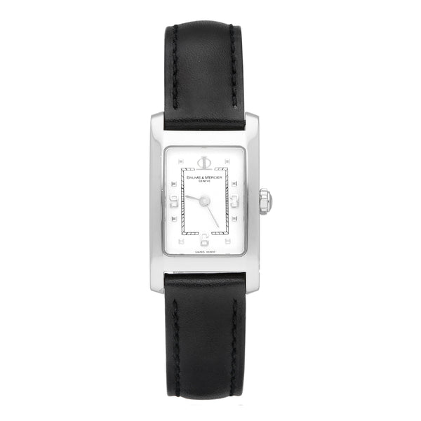 Reloj Baume & Mercier para dama en acero y cuero.