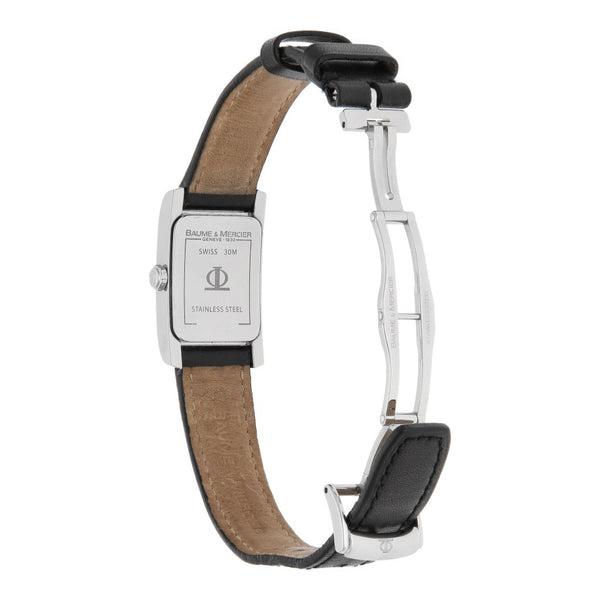 Reloj Baume & Mercier para dama en acero y cuero.