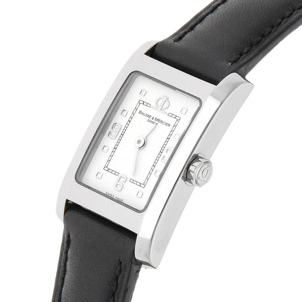 Reloj Baume & Mercier para dama en acero y cuero.