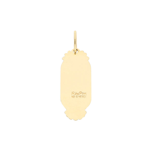 Dije labrado motivos de la suerte en oro amarillo 14 kilates.